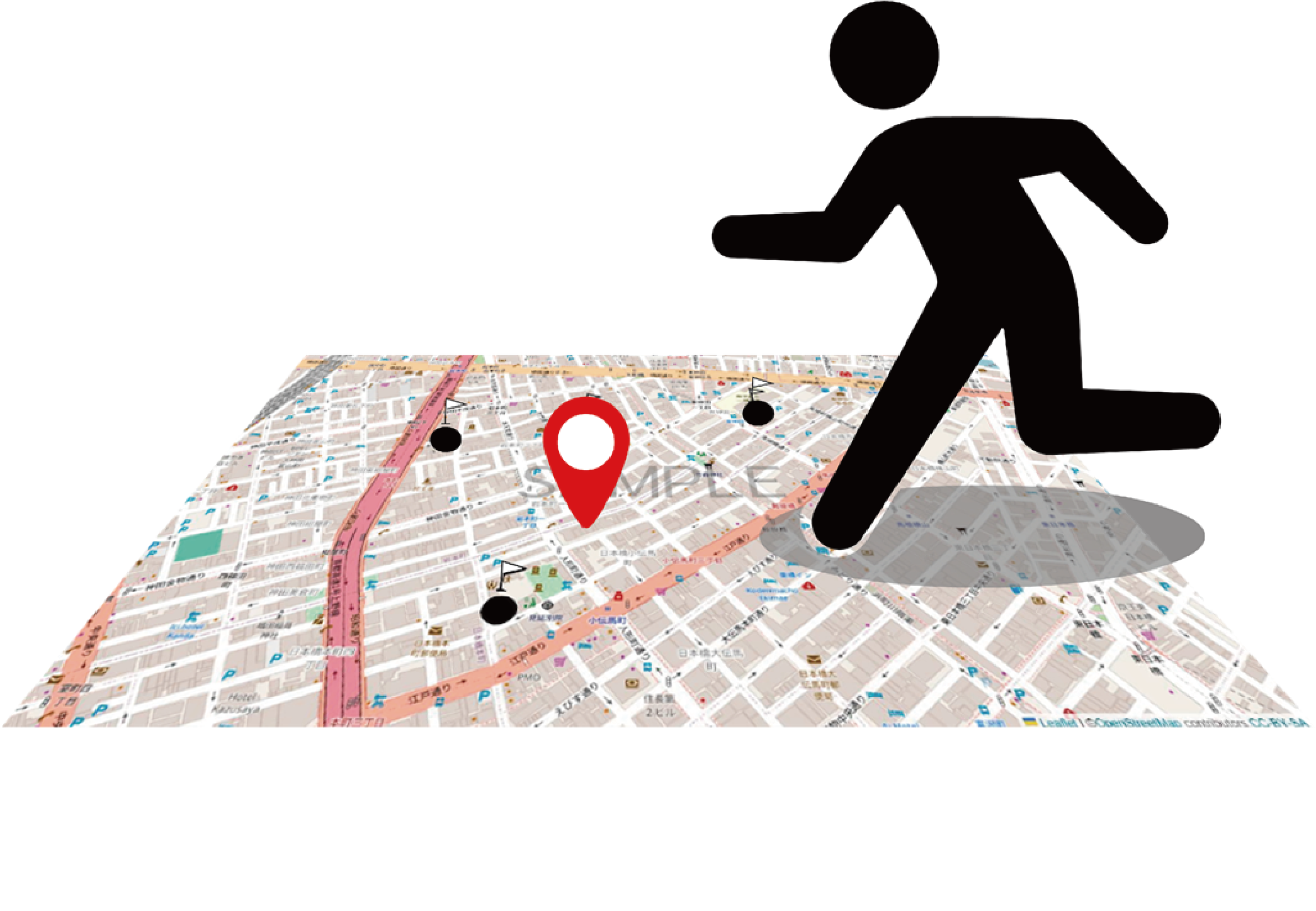 避難場所マップのイメージ - 地図上の避難経路と目的地